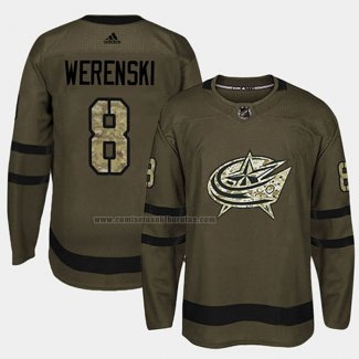 Camiseta Hockey Columbus Blue Jackets Zach Werenski 2018 Salute To Service Verde Militar