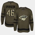 Camiseta Hockey Minnesota Wild Jared Spurgeon 2018 Salute To Service Verde Militar