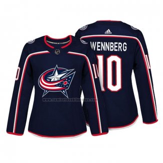 Camiseta Hockey Mujer Columbus Blue Jackets Alexander Wennberg Autentico Jugador Azul