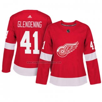 Camiseta Hockey Mujer Detroit Red Wings Luke Glendening Autentico Jugador Rojo