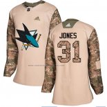 Camiseta Hockey Mujer San Jose Sharks Martin Jones Autentico 2017 Veterans Day Camuflaje