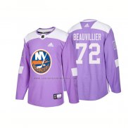 Camiseta Hockey New York Islanders Anthony Beauvillier Autentico 2018 Fights Cancer Violeta