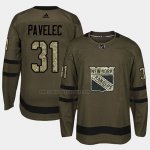 Camiseta Hockey New York Rangers Ondrej Pavelec 2018 Salute To Service Verde Militar