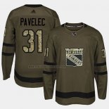 Camiseta Hockey New York Rangers Ondrej Pavelec 2018 Salute To Service Verde Militar