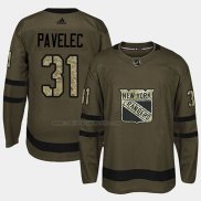 Camiseta Hockey New York Rangers Ondrej Pavelec 2018 Salute To Service Verde Militar