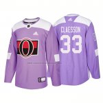 Camiseta Hockey Ottawa Senators Fredrik Claesson Autentico 2018 Fights Cancer Violeta