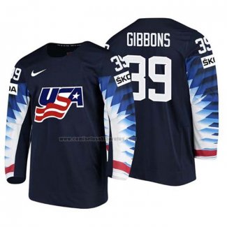 Camiseta Hockey USA Brian Gibbons 2018 IIHF World Championship Jugador Negro