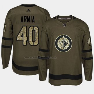 Camiseta Hockey Winnipeg Jets Joel Armia 2018 Salute To Service Verde Militar