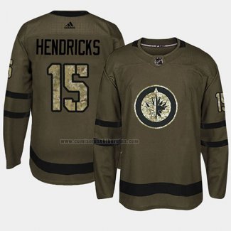Camiseta Hockey Winnipeg Jets Matt Hendricks 2018 Salute To Service Verde Militar