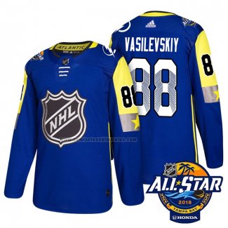 Camiseta Hockey 2018 All Star Tampa Bay Lightning Andrei Vasilevskiy Autentico Azul