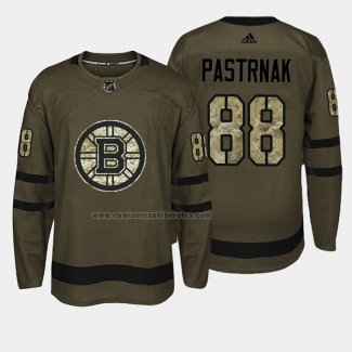 Camiseta Hockey Boston Bruins David Pastrnak 2018 Salute To Service Verde Militar