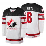 Camiseta Hockey Canada Ty Smith 2018 IIHF World Championship Jugador Blanco