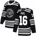 Camiseta Hockey Chicago Blackhawks Bobby Hull 16 Autentico 2019 Winter Classic Negro