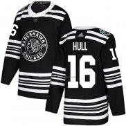 Camiseta Hockey Chicago Blackhawks Bobby Hull 16 Autentico 2019 Winter Classic Negro