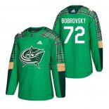 Camiseta Hockey Columbus Blue Jackets Sergei Bobrovsky 2018 Dia de San Patricio Verde