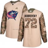 Camiseta Hockey Columbus Blue Jackets Sergei Bobrovsky Autentico 2017 Veterans Day Camuflaje