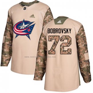 Camiseta Hockey Columbus Blue Jackets Sergei Bobrovsky Autentico 2017 Veterans Day Camuflaje