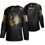 Camiseta Hockey Golden Edition Chicago Blackhawks Denis Savard Retired Jugador Autentico Negro