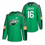 Camiseta Hockey Minnesota Wild Jason Zucker 2018 Dia de San Patricio Verde