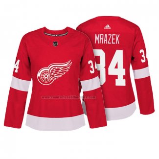 Camiseta Hockey Mujer Detroit Red Wings Petr Mrazek Autentico Jugador Rojo