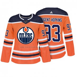 Camiseta Hockey Mujer Edmonton Oilers Ryan Nugent Hopkins Autentico Jugador Naranja