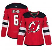Camiseta Hockey Mujer New Jersey Devils Andy Greene Autentico Jugador Rojo
