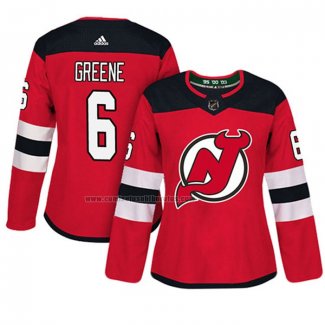 Camiseta Hockey Mujer New Jersey Devils Andy Greene Autentico Jugador Rojo