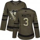 Camiseta Hockey Mujer Pittsburgh Penguins Olli Maatta 2018 Salute To Service Verde Militar