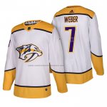 Camiseta Hockey Nashville Predators Yannick Weber Autentico Segunda 2018 Blanco