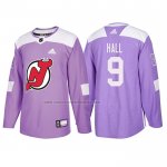 Camiseta Hockey New Jersey Devils Taylor Hall 2018 Fights Cancer Violeta