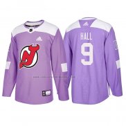 Camiseta Hockey New Jersey Devils Taylor Hall 2018 Fights Cancer Violeta