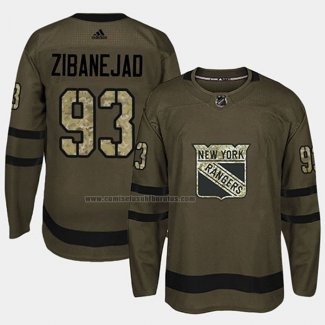 Camiseta Hockey New York Rangers Mika Zibanejad 2018 Salute To Service Verde Militar
