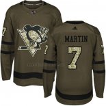 Camiseta Hockey Nino Pittsburgh Penguins Paul Martin 2018 Salute To Service Verde Militar