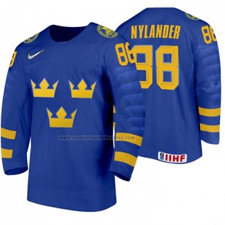 Camiseta Hockey Suecia William Nylander Segunda 2020 IIHF World Junior Championships Azul