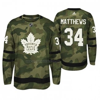 Camiseta Hockey Toronto Maple Leafs Auston Matthews Armed Special Forces Autentico Jugador Camuflaje