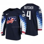 Camiseta Hockey USA Will Butcher 2018 IIHF World Championship Jugador Negro