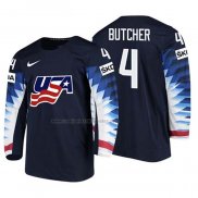 Camiseta Hockey USA Will Butcher 2018 IIHF World Championship Jugador Negro