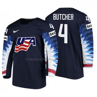 Camiseta Hockey USA Will Butcher 2018 IIHF World Championship Jugador Negro