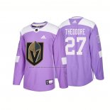 Camiseta Hockey Vegas Golden Knights Shea Theodore Autentico 2018 Fights Cancer Violeta