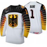 Camiseta Hockey Alemania Hendrik Hane Primera 2020 IIHF World Junior Championship Blanco