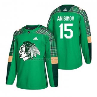 Camiseta Hockey Chicago Blackhawks Artem Anisimov 2018 Dia de San Patricio Verde