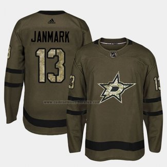 Camiseta Hockey Dallas Stars Mattias Janmark 2018 Salute To Service Verde Militar