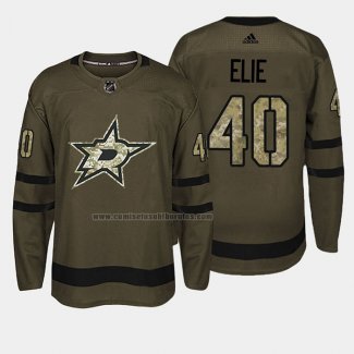 Camiseta Hockey Dallas Stars Remi Elie 2018 Salute To Service Verde Militar