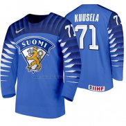Camiseta Hockey Finlandia Kristian Kuusela Segunda 2020 IIHF World Championship Azul