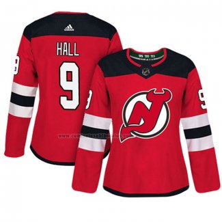 Camiseta Hockey Mujer New Jersey Devils Taylor Hall Autentico Jugador Rojo