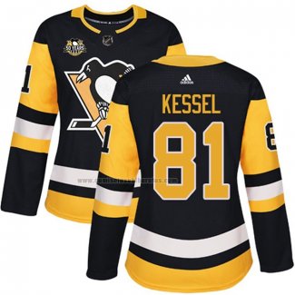 Camiseta Hockey Mujer Pittsburgh Penguins Phil Kessel 50 Anniversary Primera Premier Negro