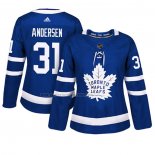 Camiseta Hockey Mujer Toronto Maple Leafs Frederik Andersen Primera Autentico Jugador Azul