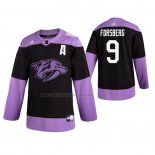 Camiseta Hockey Nashville Predators Filip Forsberg 2019 Fights Cancer Negro