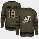 Camiseta Hockey New Jersey Devils Drew Stafford 2018 Salute To Service Verde Militar