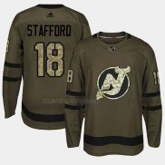 Camiseta Hockey New Jersey Devils Drew Stafford 2018 Salute To Service Verde Militar